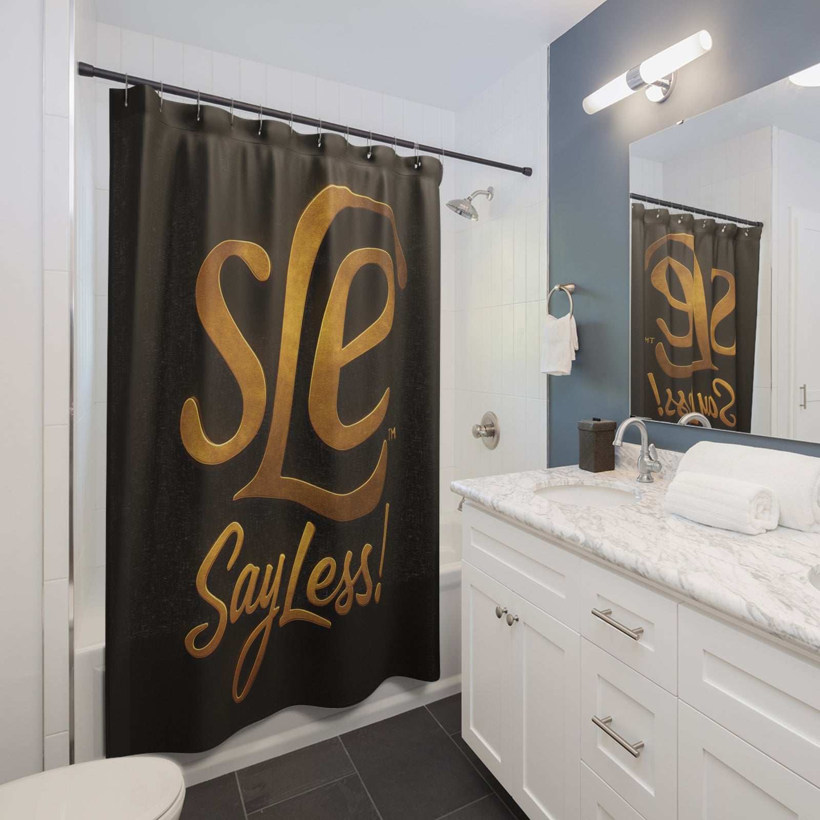 SLE Official Brand Mark Shower Curtain — Say Less!