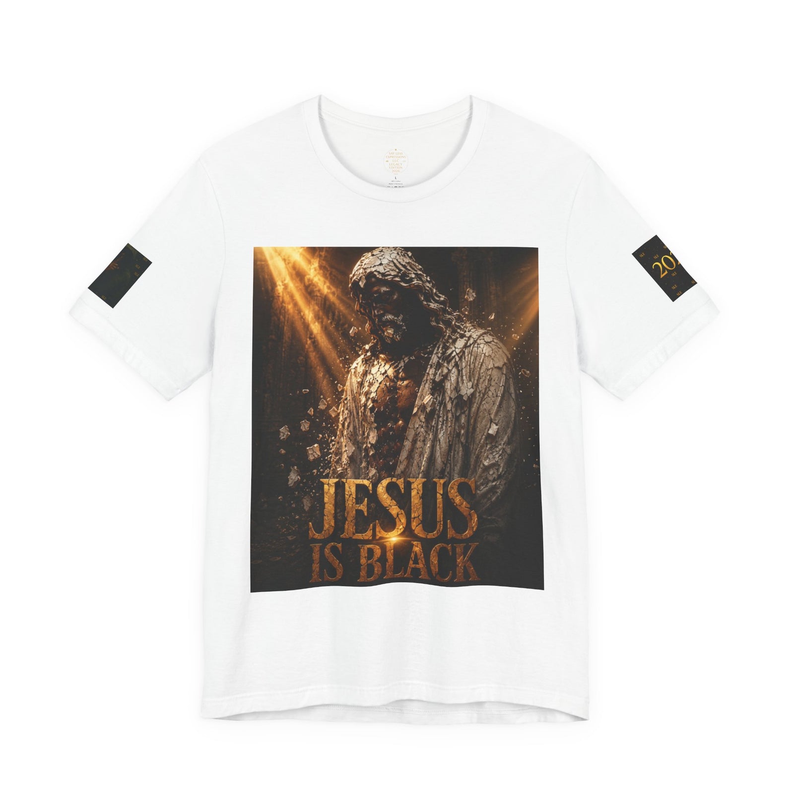 Jesus Is Black Graphic Tee — Say Less Back Print