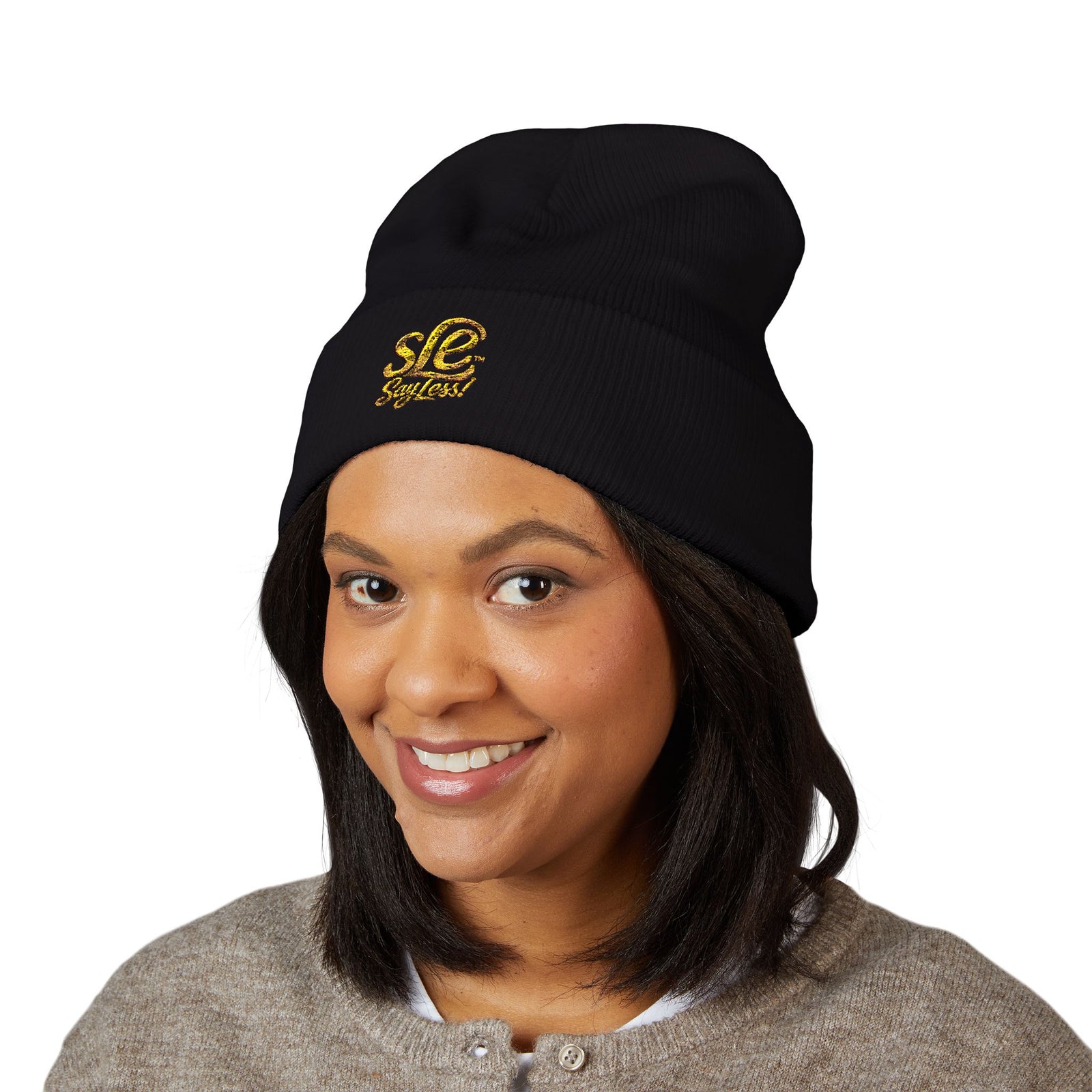 SLE SayLess! Embroidered Cuffed Beanie – Streetwear Knit Hat