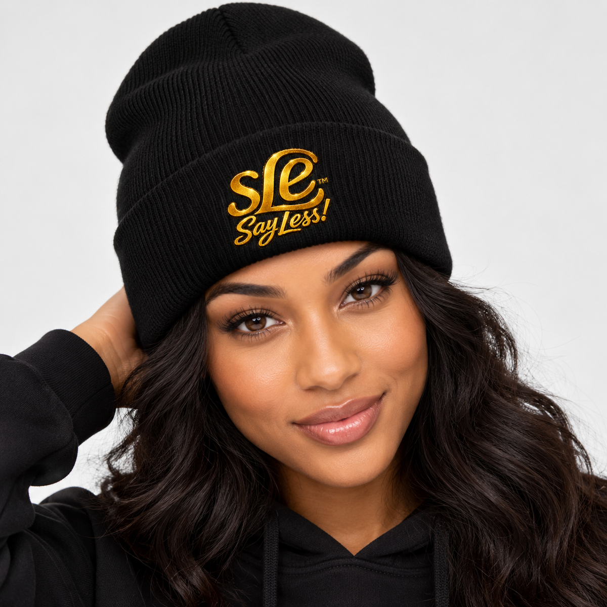 SLE SayLess! Embroidered Cuffed Beanie – Streetwear Knit Hat