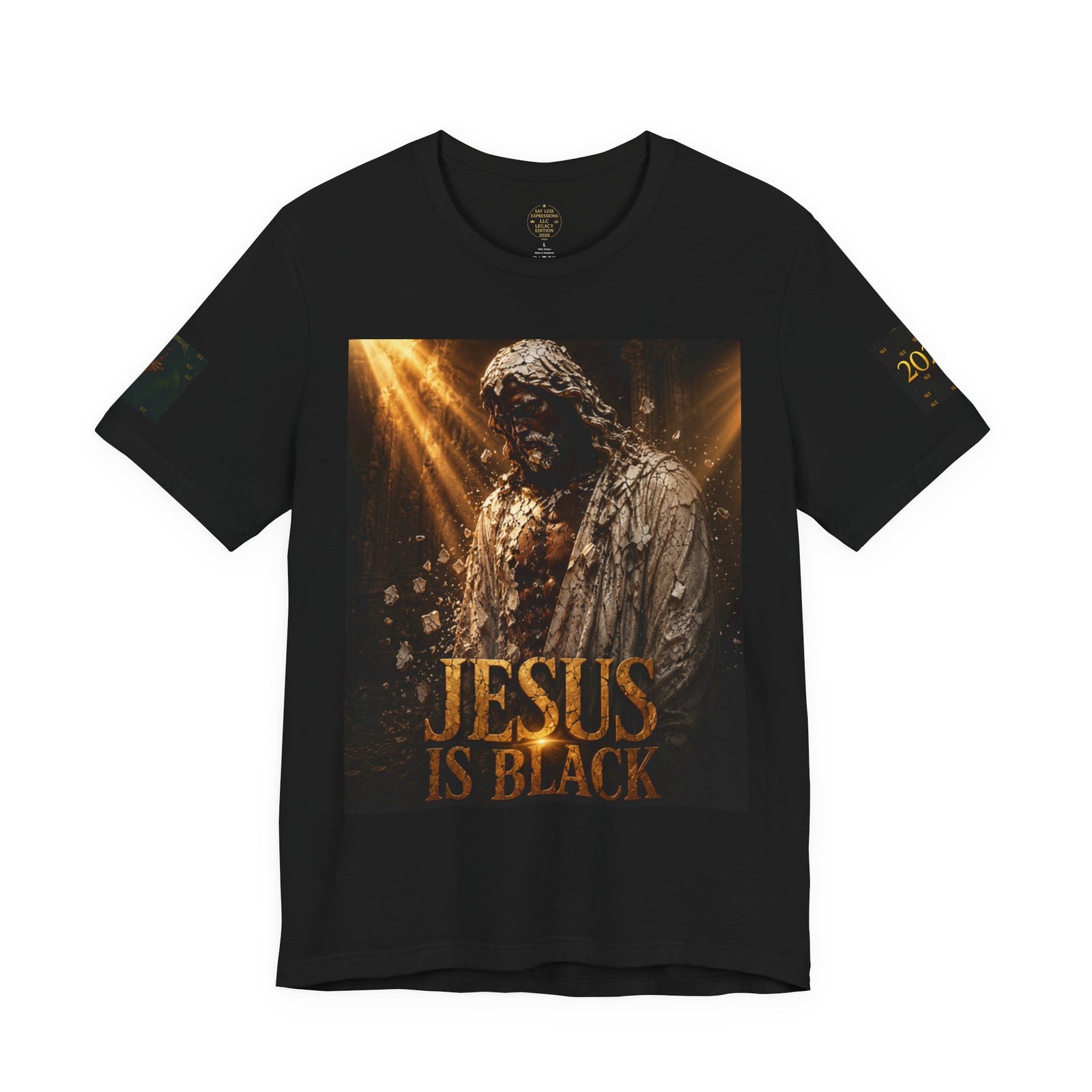 Jesus Is Black Graphic Tee — Say Less Back Print